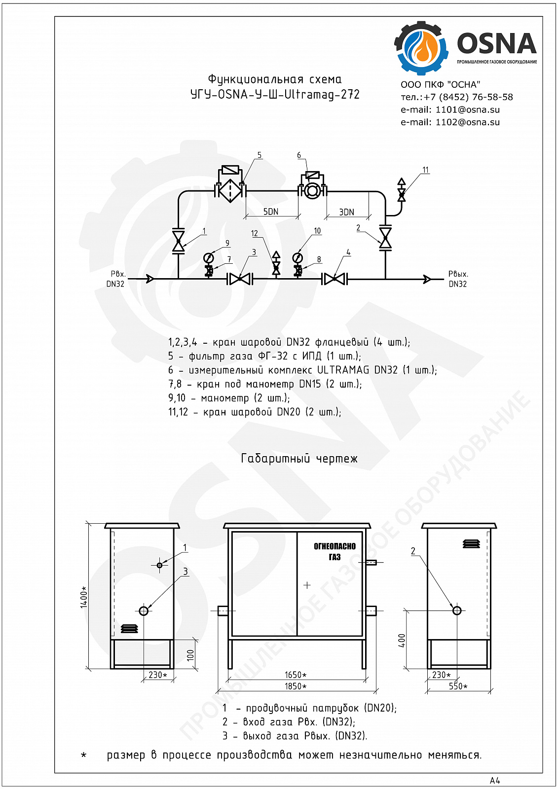 УГУ-OSNA-У-Ш-Ultramag-272 - Функциональные схемы и чертежи