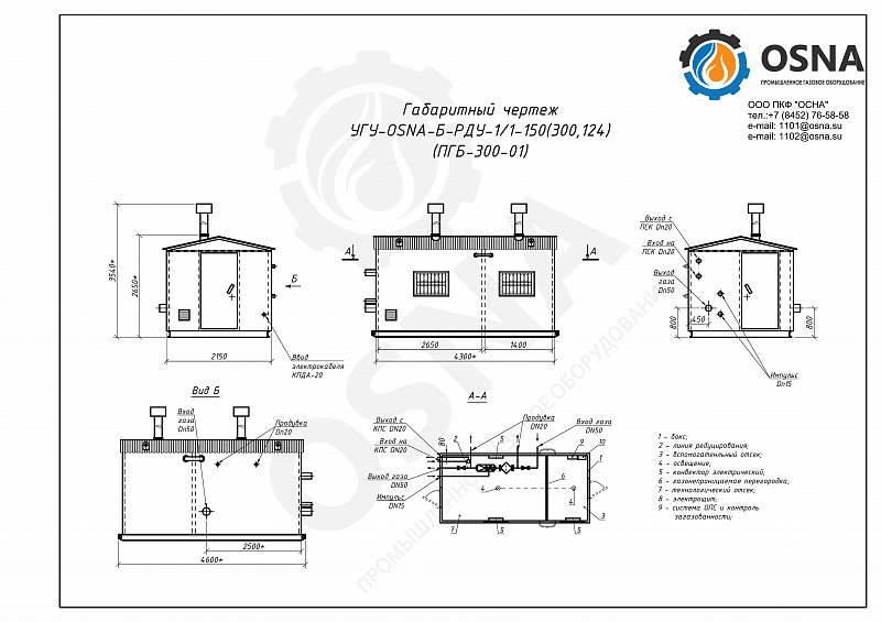 УГУ-OSNA-Б-РДУ-1/1-150(300,124) (ПГБ-300-01) - Функциональные схемы и чертежи