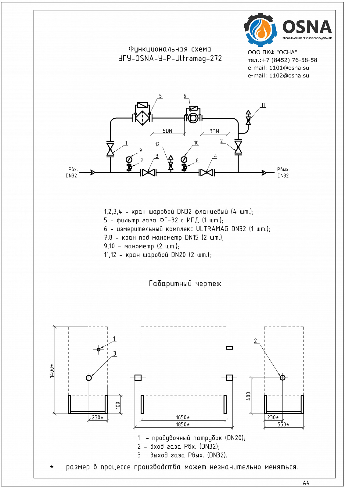 УГУ-OSNA-У-Р-Ultramag-272 - Функциональные схемы и чертежи